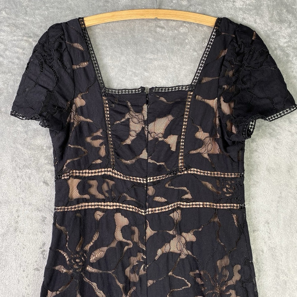 Anthropologie Dress Womens Sz 6 Black Slim Lace Maxi Floral Cocktail Evening - Picture 11 of 16